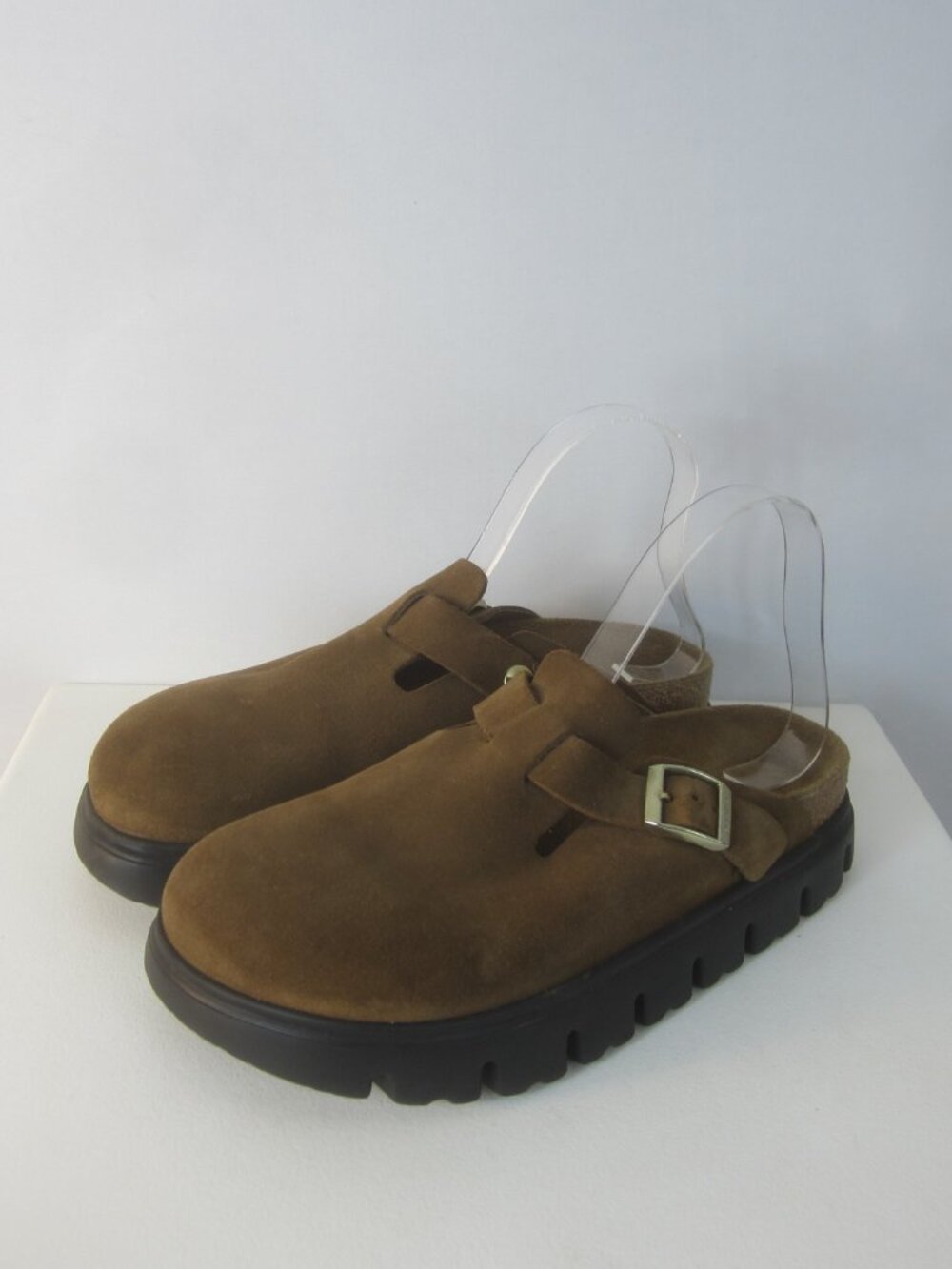 Birkenstock Women 9 - 9.5 Papillio Boston Chunky Platform Brown Suede Clog $155